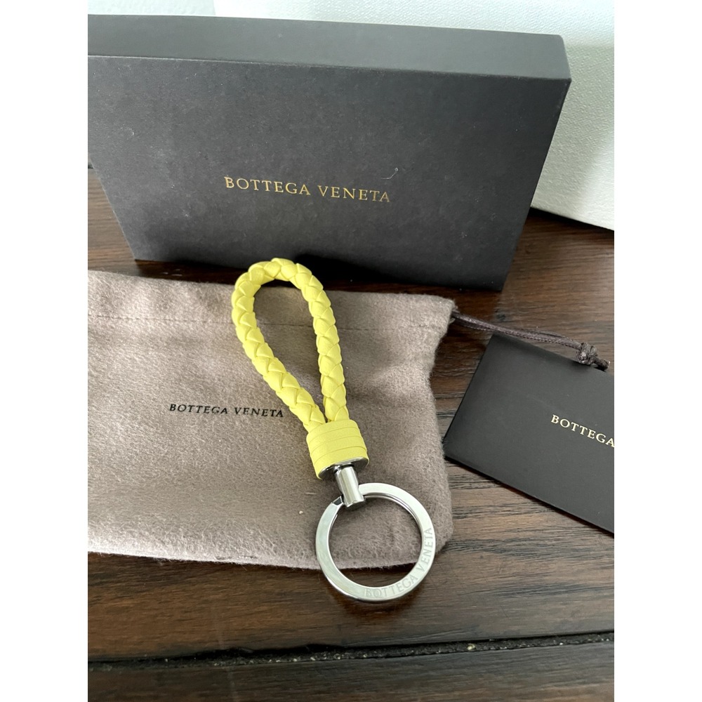 Bottega Veneta Yellow‎ Leather with Polished Stainless hardware Keychain